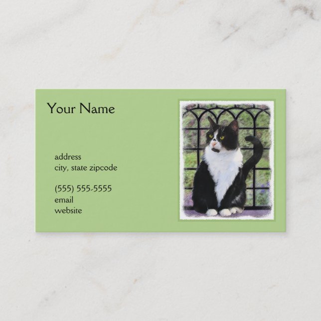 Carte De Visite Tuxedo Chat dans la peinture de fenêtre Art animal (Devant)