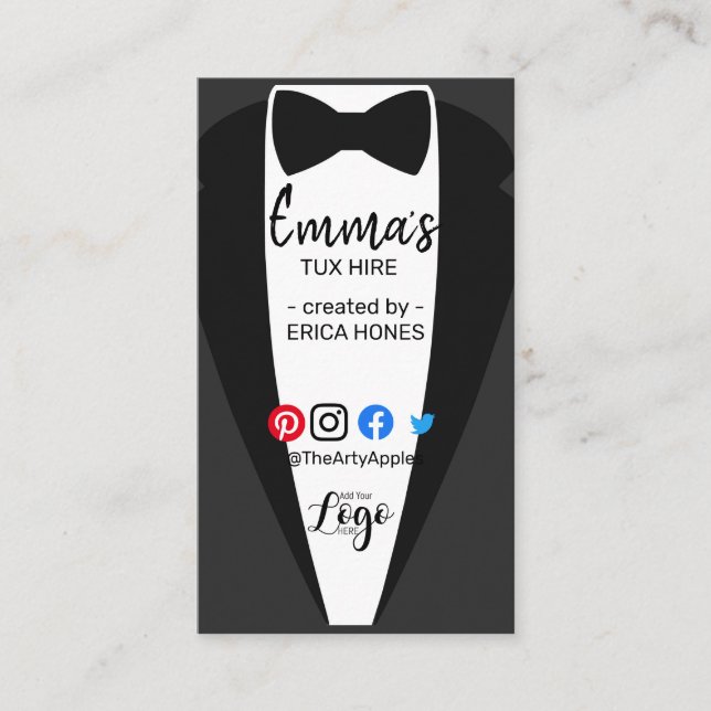 Carte De Visite tuxedo location wedding planner organisateur d'évé (Devant)