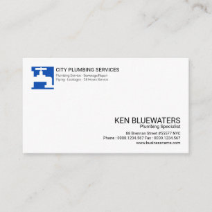 Carte De Visite Tuyauterie professionnelle d'icône bleue lumineuse