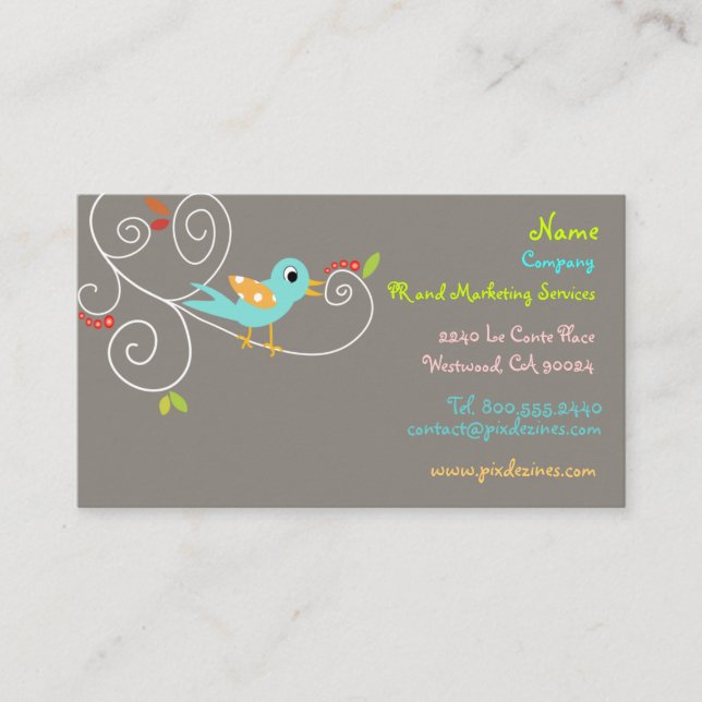 Carte De Visite Tweeter Blue Bird/Marketing Business (Devant)