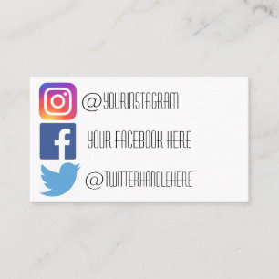 carte de visite Twitter sur Facebook Instagram