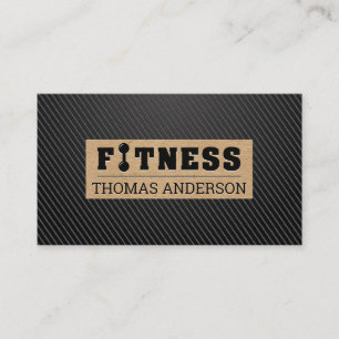 Carte De Visite Type de logo Fitness Barbell   Black Carbon Sleek