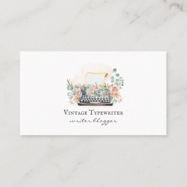 Carte De Visite Typewriter de blogueur auteur aquarelle (Devant)