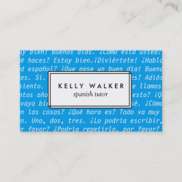 Carte De Visite Typographie bleue lumineuse de langue espagnole