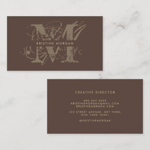 Carte De Visite Typographie chic monogramme marron nom