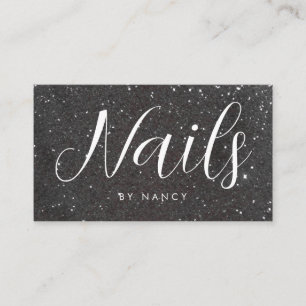 Carte De Visite Typographie de clous chic Parties scintillant noir