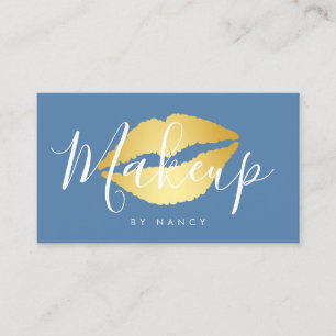Carte De Visite Typographie de maquillage moderne Dusty Blue Lips