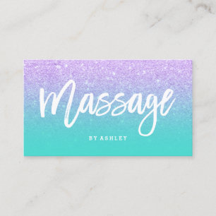 Carte De Visite Typographie de massage lavande parties scintillant