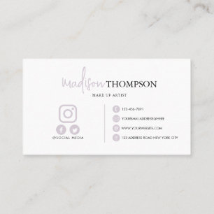Carte De Visite Typographie de script Monogramme Lavender Pale Cod