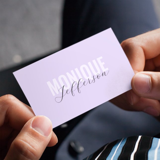 Carte De Visite Typographie en gras et script Lilac Lavender QR Co (Créateur téléchargé)