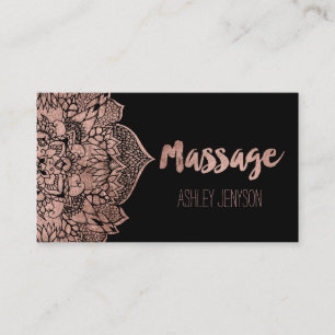 Carte De Visite Typographie florale de massage de mandala de boho