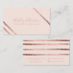 Carte De Visite Typographie géométrique de maquillage de rose de