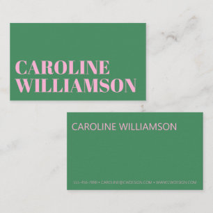 Carte De Visite Typographie Gras Minimaliste Contemporaine Rose Ve