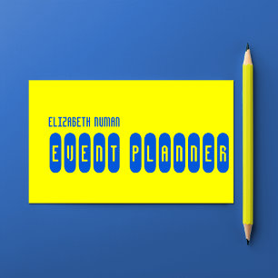 Carte De Visite Typographie jaune et bleue cool