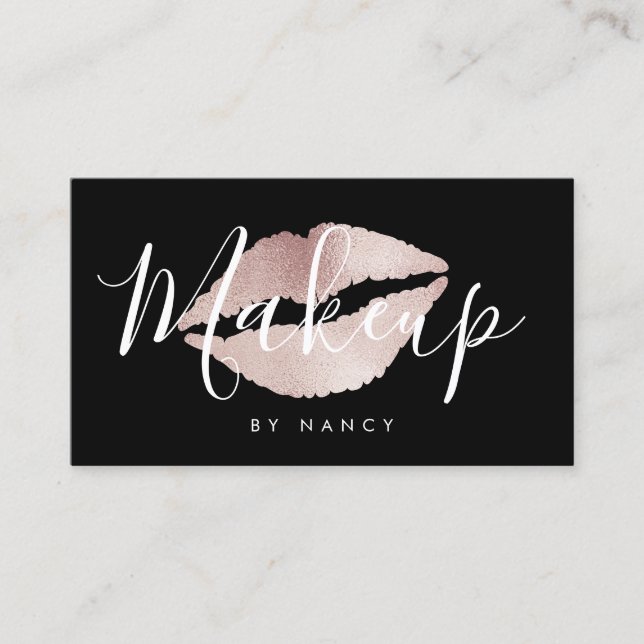 Carte De Visite Typographie maquillage moderne Rose Parties scinti (Devant)