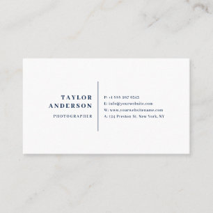 Carte De Visite Typographie minimaliste de la marine Blue Modern S