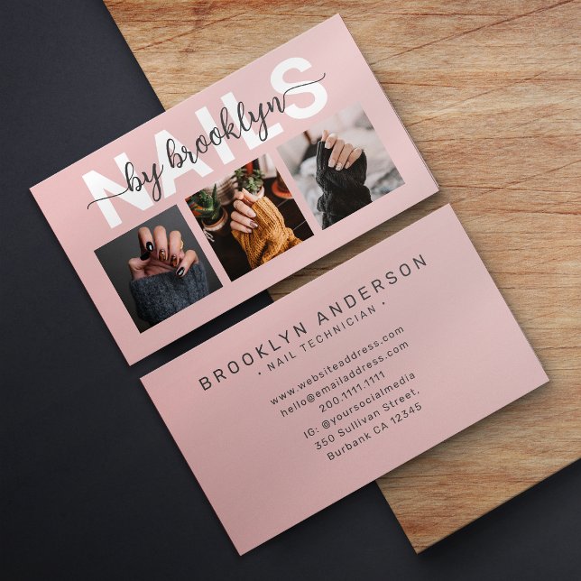 Carte De Visite Typographie moderne Artiste à ongles (Créateur téléchargé)
