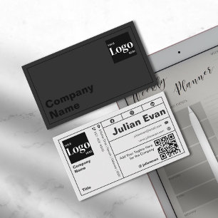 Carte De Visite Typographie moderne en gras Code QR noir et blanc