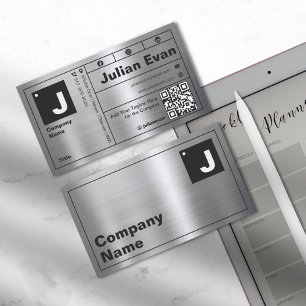 Carte De Visite Typographie moderne Gras Monogramme Métal brillant