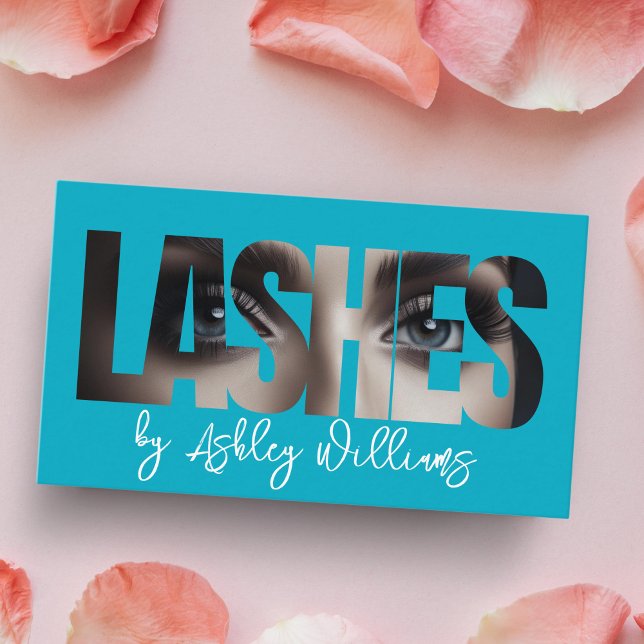 Carte De Visite Typographie moderne "LASHES by" lash artiste (Créateur téléchargé)