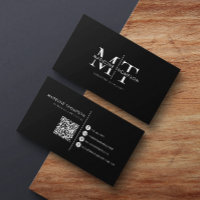 Typographie moderne Monogramme noir QR code