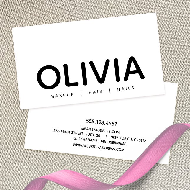 Carte De Visite Typographie moderne noir blanc (Créateur téléchargé)