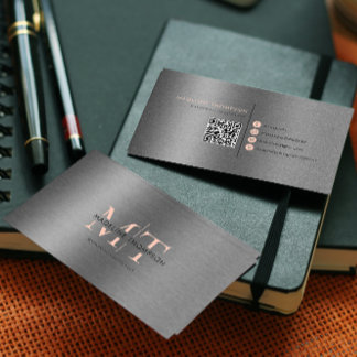 Carte De Visite Typographie moderne Orange Metallic Code QR