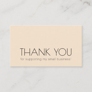 Carte De Visite Typographie moderne Petite entreprise Merci Beige