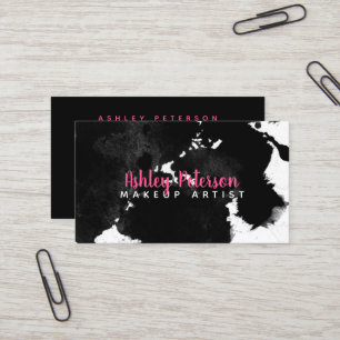Carte De Visite typographie noire de maquillage de brushtrokes