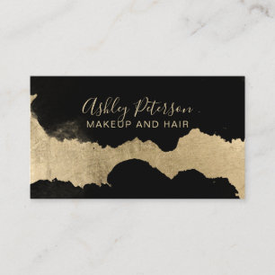 Carte De Visite Typographie noire de maquillage de cheveux de