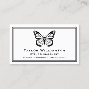 Carte De Visite Typographie Papillon Texte Élégant Planification d