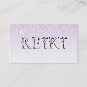 Carte De Visite *~*  Typographie REIKI Lierre Paillettes Lavande