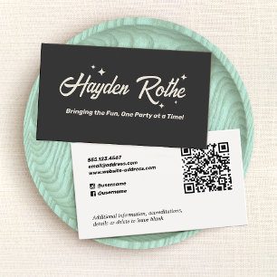 Carte De Visite Typographie rétro Code QR noir