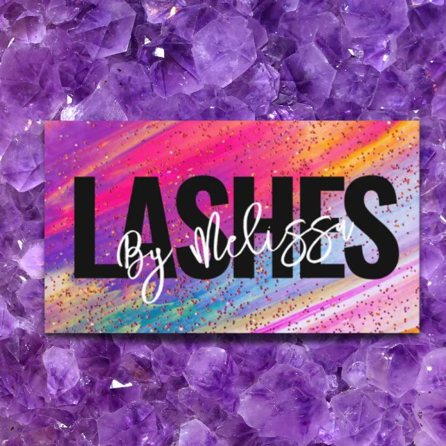 Carte De Visite Typographie tendance Beauté Maquillage Artiste Las (Trendy Typography Beauty Makeup Artist Lashes Business Card)