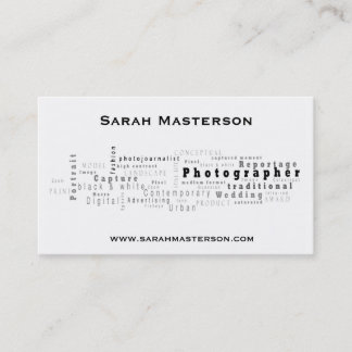 Carte de visite typographique blanc de photographe