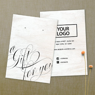 Carte De Visite Un cadeau pour vous ajouter logo Bois blanc Écran 