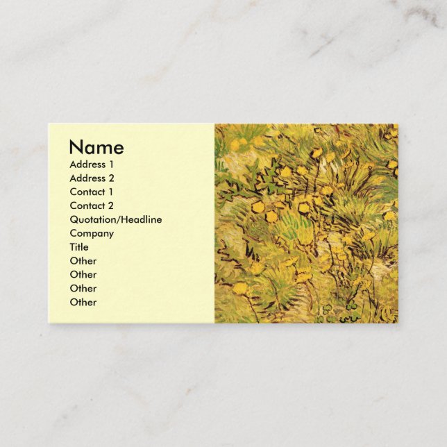 Carte De Visite Un champ de fleurs jaunes par Vincent van Gogh (Devant)