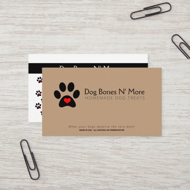 Carte De Visite Un chien gastronomique personnalisé Traite Le Comm (Devant/Arrière en situation)