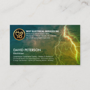 Carte De Visite Un cieu de feu illumine l'électricien de foudre