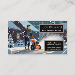 Carte De Visite Un homme pousse un souffleur à neige