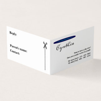 Carte De Visite Un jeu simple mais élégant pour enfants