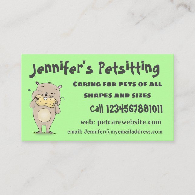 Carte De Visite Un joli hamster souriant avec un dessin animé d'ar (Devant)