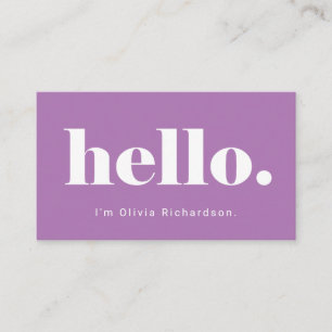 Carte De Visite Un simple bonjour Typographie audacieuse et moder