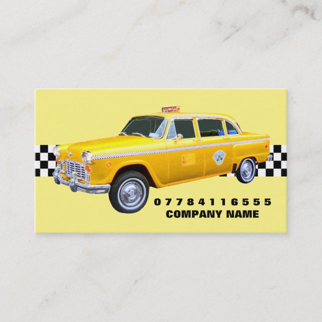 Carte De Visite Un Taxi Jaune De Style Cartographique Américain Ca (Devant)