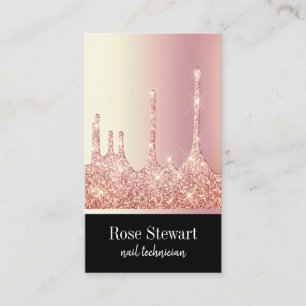 Carte De Visite Une élégante parties scintillant rose en or goutte