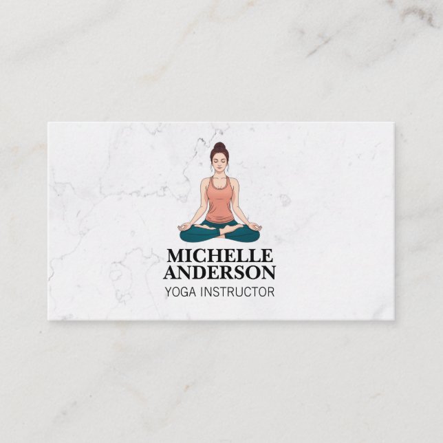 Carte De Visite Une Femme Assis À Méditer Faire Du Yoga (Devant)