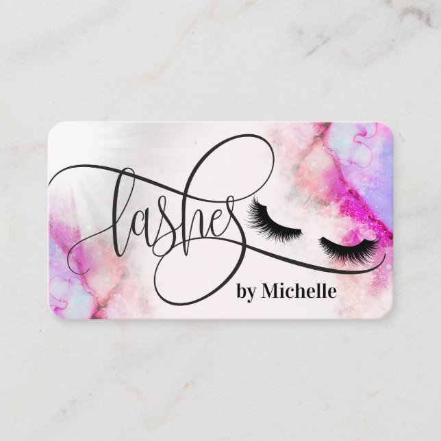 Carte De Visite Unicorn aquarelle maquillage artiste lashes (Devant)