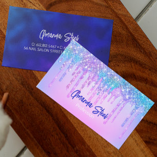Carte De Visite Unicorn bleu mignon Unicorn Parties scintillant Dr