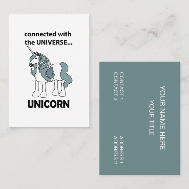Carte De Visite Unicorn Connecté Avec L'Unicorne Universe (Devant / Derrière)