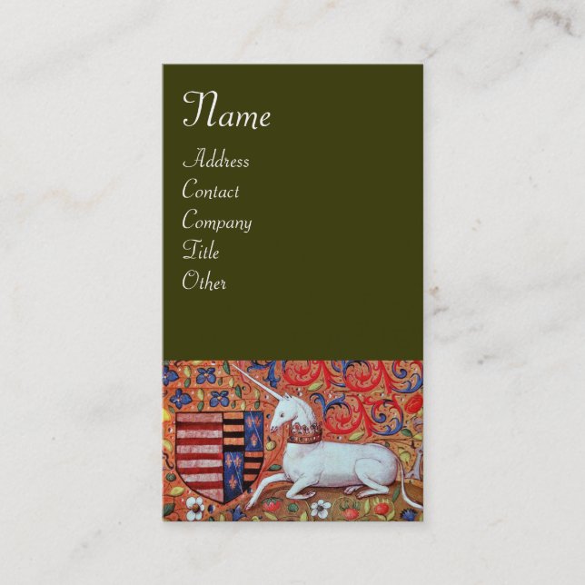 Carte De Visite UNICORN, vert (Devant)
